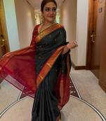 black silk blend banarasi jacuard work festive saree with unstitched blouse piece