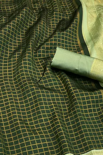 green pista silk blend banarasi jacuard work festive saree with unstitched blouse piece