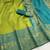mehendi rama silk blend banarasi jacuard work festive saree with unstitched blouse piece