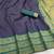 navy blue rama silk blend banarasi jacuard work festive saree with unstitched blouse piece