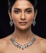 Playful gemstone multi color american diamond necklace set for special occasion wear