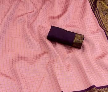 pink wine silk blend banarasi jacuard work festive saree with unstitched blouse piece 2
