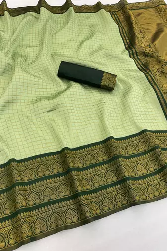 pista green silk blend banarasi jacuard work festive saree with unstitched blouse piece