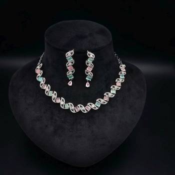 Shimmering festive multi color american diamond necklace set for indian wedding rituals 2