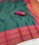 rama pink silk blend banarasi jacuard work festive saree with unstitched blouse piece