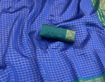 sky blue rama silk blend banarasi jacuard work festive saree with unstitched blouse piece 2