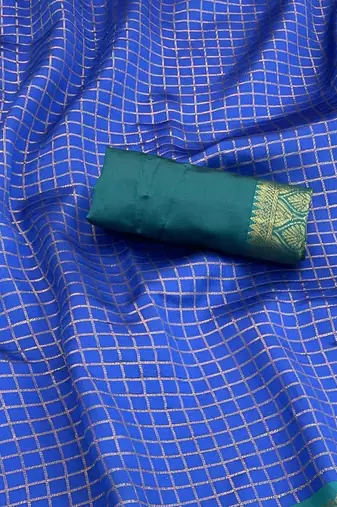 sky blue rama silk blend banarasi jacuard work festive saree with unstitched blouse piece