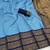 sky blue  silk blend banarasi jacuard work festive saree with unstitched blouse piece