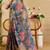 blue cotton blend zari weaving floral digital print festive saree with unstitched blouse piece