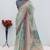 sky blue cotton blend zari weaving floral digital print festive saree with unstitched blouse piece