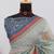 sky blue cotton blend zari weaving floral digital print festive saree with unstitched blouse piece