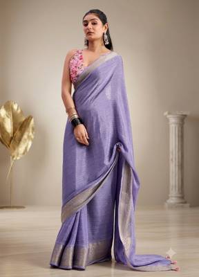 levander chiffon fabric smart festive graceful saree 1