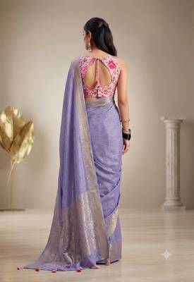levander chiffon fabric smart festive graceful saree 2
