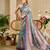 sky blue cotton blend zari weaving floral digital print festive saree with unstitched blouse piece