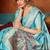 blue modal silk blend woven katha designer ethnic graceful saree