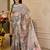 cream cotton blend zari weaving floral digital print festive saree with unstitched blouse piece