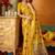 yellow modal silk blend woven katha designer ethnic graceful saree