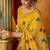 yellow modal silk blend woven katha designer ethnic graceful saree