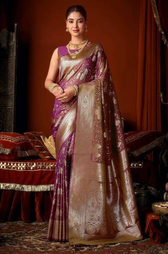 purple soft silk blend woven jacquard designer graceful ethnic saree