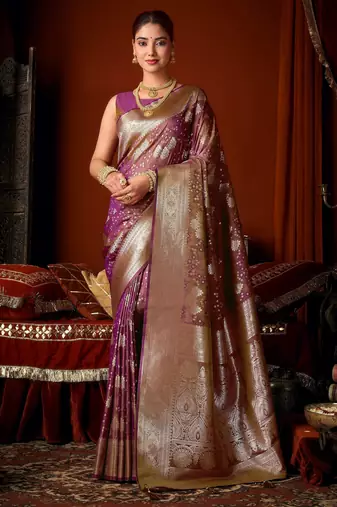 purple soft silk blend woven jacquard designer graceful ethnic saree