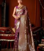 purple soft silk blend woven jacquard designer graceful ethnic saree