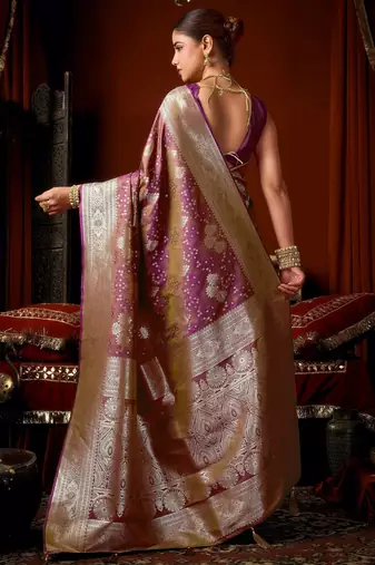 purple soft silk blend woven jacquard designer graceful ethnic saree