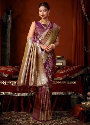 purple soft silk blend woven jacquard designer graceful ethnic saree 4