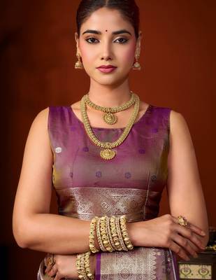 purple soft silk blend woven jacquard designer graceful ethnic saree 5
