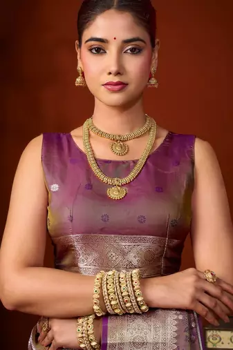 purple soft silk blend woven jacquard designer graceful ethnic saree