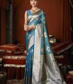 firozi soft silk blend woven jacquard designer graceful ethnic saree