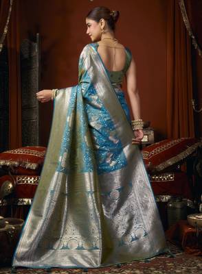 firozi soft silk blend woven jacquard designer graceful ethnic saree 2