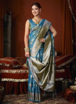 firozi soft silk blend woven jacquard designer graceful ethnic saree 4