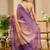 peach wine cotton blend zari weaving floral digital print festive saree with unstitched blouse piece