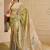 cream cotton blend zari weaving floral digital print festive saree with unstitched blouse piece