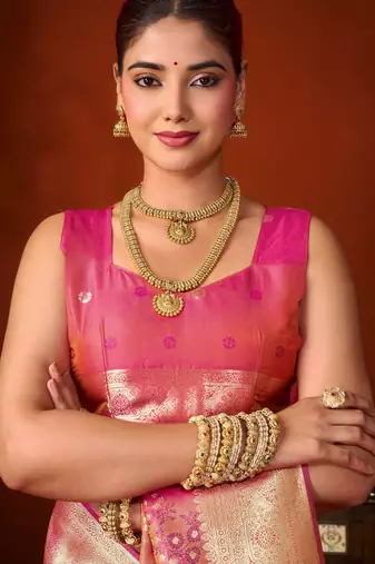 pink soft silk blend woven jacquard designer graceful ethnic saree