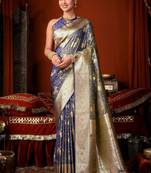 grey soft silk blend woven jacquard designer graceful ethnic saree