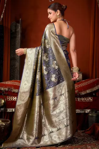 grey soft silk blend woven jacquard designer graceful ethnic saree