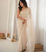 white smart moss butti designer classy ceremonial saree
