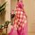 cream pink cotton blend zari weaving floral digital print festive saree with unstitched blouse piece
