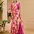 cream pink cotton blend zari weaving floral digital print festive saree with unstitched blouse piece