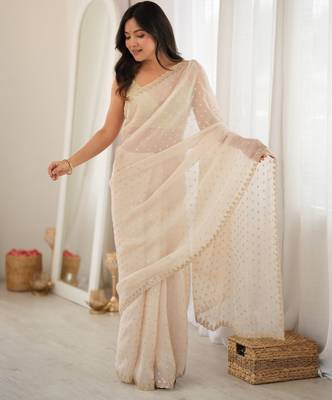 white smart moss butti designer classy ceremonial saree 4