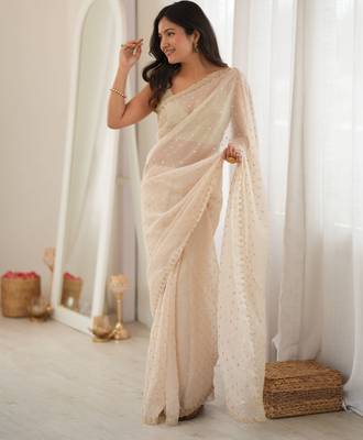 white smart moss butti designer classy ceremonial saree 5