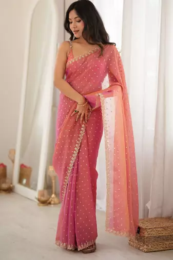 gajri smart moss butti designer classy ceremonial saree