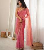 gajri smart moss butti designer classy ceremonial saree