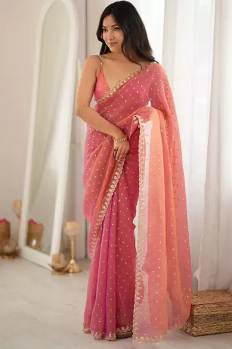 gajri smart moss butti designer classy ceremonial saree