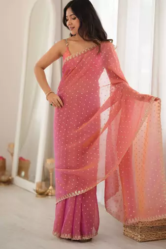 gajri smart moss butti designer classy ceremonial saree