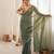 green smart moss butti designer classy ceremonial saree