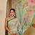 cream green cotton blend zari weaving floral digital print festive saree with unstitched blouse piece