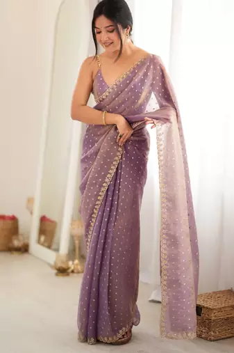 purple smart moss butti designer classy ceremonial saree