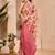cream pink cotton blend zari weaving floral digital print festive saree with unstitched blouse piece